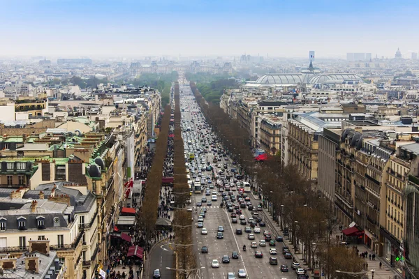 Paris, France, on March 27, 2011. City landscape. View from the Triumphal Arch. — Stock Photo, Image