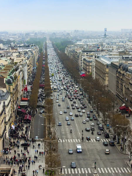 Paris, France, on March 27, 2011. City landscape. View from the Triumphal Arch. — Stock Photo, Image