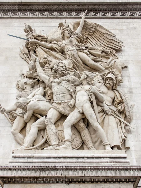 Paris, France, on March 26, 2011. The memorable bas-relief decorating the Triumphal arch on the Champs Elysée — Stok fotoğraf