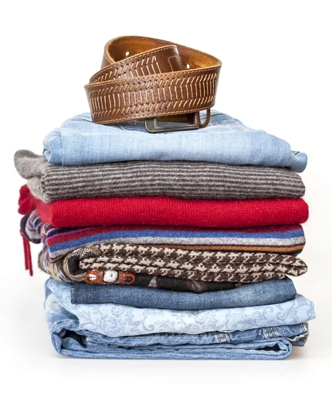 Vlněné svetry a džíny různých odstínů — Stock fotografie
