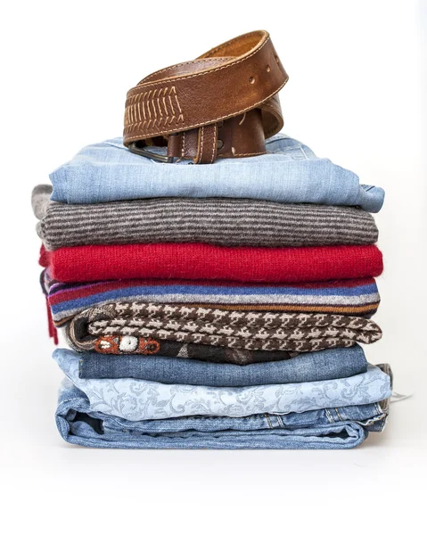 Vlněné svetry a džíny různých odstínů — Stock fotografie