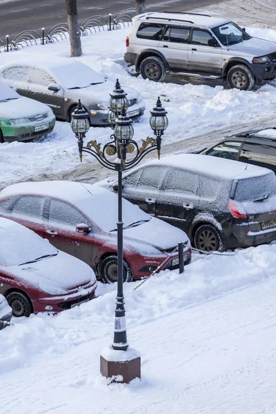 Pushkino, Oroszország, a január 27-én 2015-ig. A téli időszakban a város látképe — Stock Fotó