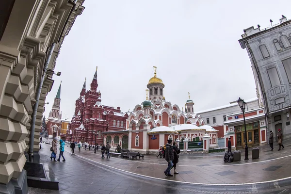 Moscú, Rusia, 27 de enero de 2014. Catedral de Kazán en la Plaza Roja de por ojo de pez ver . —  Fotos de Stock