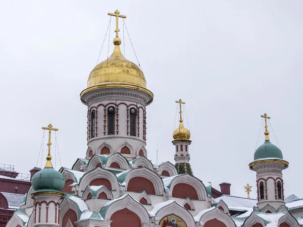 Moscova, Rusia, 15 februarie 2015. Detalii arhitecturale ale Catedralei Kazan din Piața Roșie — Fotografie, imagine de stoc