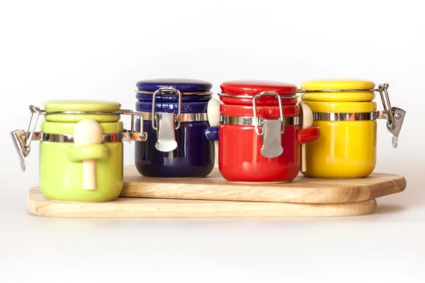 Multi-colored capacities for spices — Stock Photo, Image