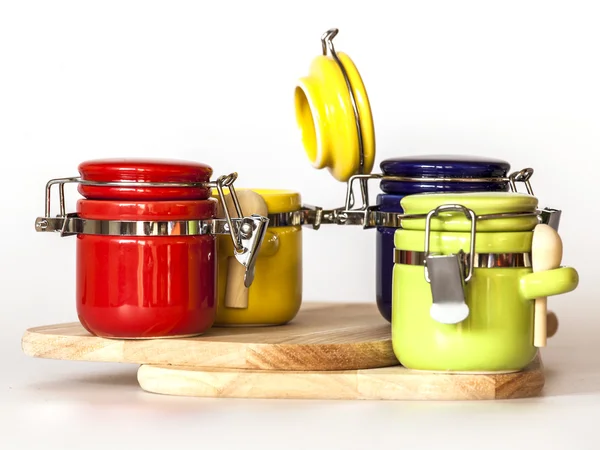 Multi-colored capacities for spices — Stock Photo, Image