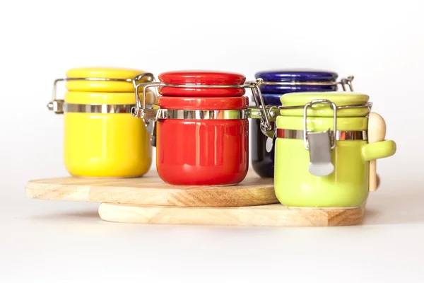 Multi-colored capacities for spices — Stock Photo, Image