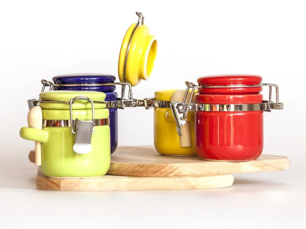 Multi-colored capacities for spices — Stock Photo, Image