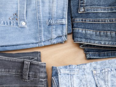 Eşya, üstten görünüm bir sayaçta çeşitli renk kot