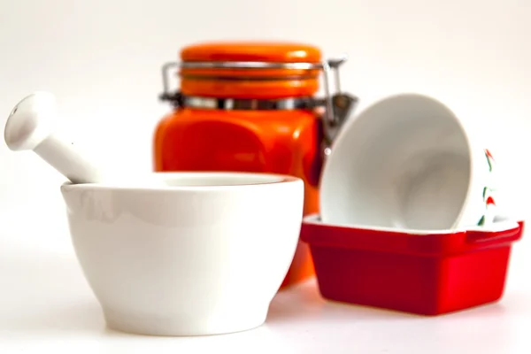 Multi-colored ceramic kitchen ware — Stock Photo, Image