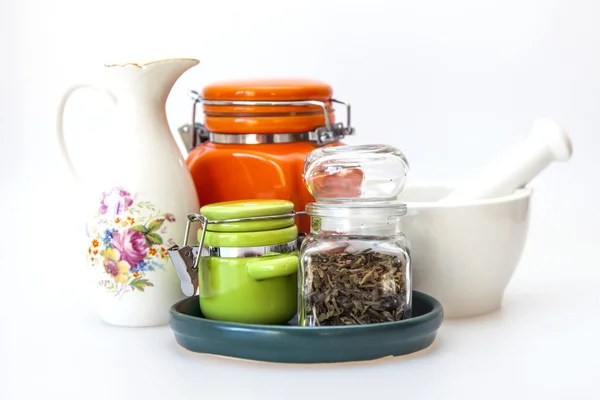 Multi-colored ceramic kitchen ware — Stock Photo, Image