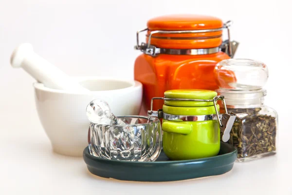Wielo--kolorowy kuchnia ceramiczne wyroby — Zdjęcie stockowe