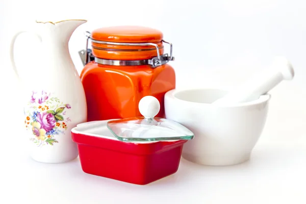 Multi-színes konyha kerámia edények — Stock Fotó