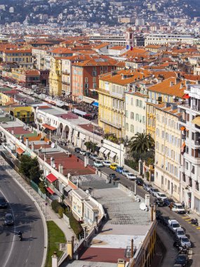 Güzel, Fransa, üzerinde 13 Mart 2015. Promenade des Anglais, Avrupa'nın en güzel bentleri üzerinde Üstten Görünüm
