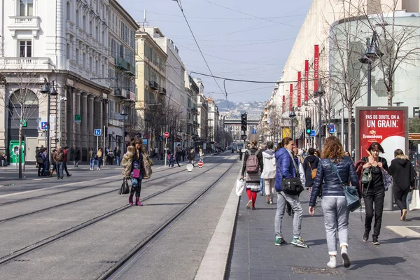 Nice, France, on March 13, 2015. Typical city landscape in the spring afternoon — Stock Photo, Image