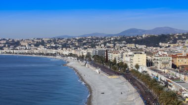 Güzel, Fransa, 7 Mart 2015 tarihinde. Promenade des Anglais üzerinde en bilinen şehir sokaklarını üzerinde Üstten Görünüm