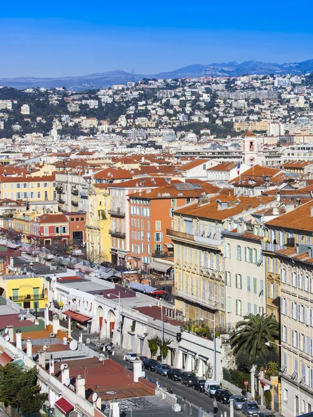 Nice, France, on March 13, 2015. The top view on the old city from Shatto's hill — Stock Photo, Image