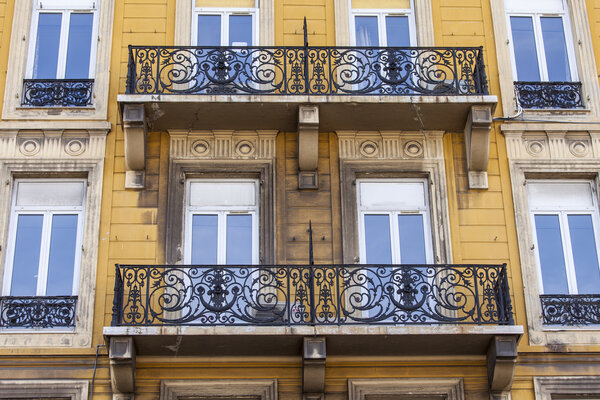 Nice, France, on March 7, 2015. Typical architectural details of historical building