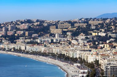 Güzel, Fransa, 7 Mart 2015 tarihinde. Promenade des Anglais üzerinde en bilinen şehir sokaklarını üzerinde Üstten Görünüm