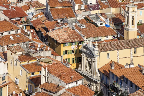 Nice, France, on March 7, 2015. The top view on red roofs of the old city — Stock Photo, Image