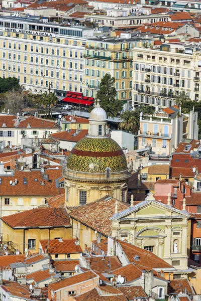 Nice, France, on March 7, 2015. The top view on red roofs of the old city — Stock Photo, Image