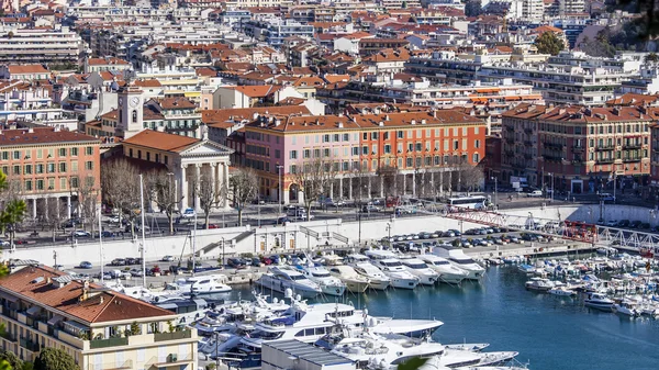 Nice, France, on March 7, 2015. The top view on the city port of Nice. — Stock Photo, Image