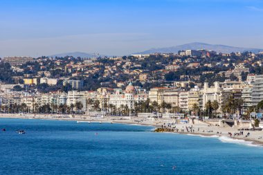 Güzel, Fransa, üzerinde 13 Mart 2015. Promenade des Anglais, Avrupa'nın en güzel bentleri üzerinde Üstten Görünüm