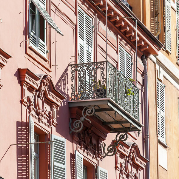 Nice, France, on March 13, 2015. The old city, typical architectural details in Provencal style