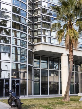 Nice, France, on March 9, 2015. Modern architecture. Fragment of a facade office зданияв area Arenas