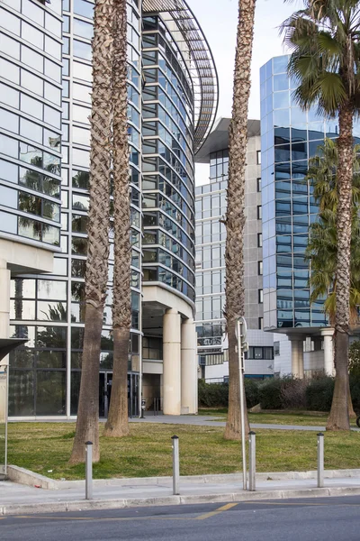 Nice, France, on March 9, 2015. Modern architecture. Fragment of a facade office зданияв area Arenas — Stok fotoğraf