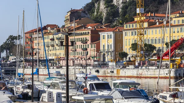 Nice, France, on March 10, 2015. Embankment in city port — Stock Photo, Image