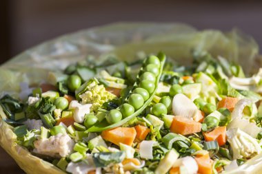 Salata, çorba veya sebze güveç yemek pişirmek için taze sebze karışımı