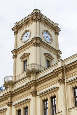 Moskova, Rusya, 24 Mayıs 2015 tarihinde. Leningrad istasyon binasının mimari parça