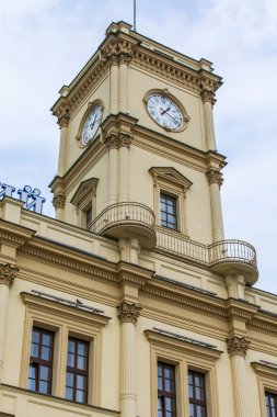 Moskova, Rusya, 24 Mayıs 2015 tarihinde. Leningrad istasyon binasının mimari parça