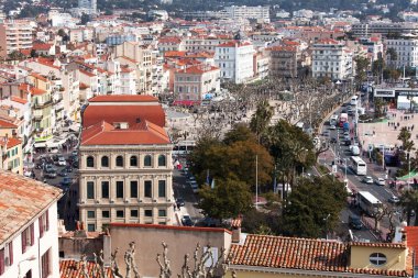 12 Mart 2015 tarihinde, Cannes, Fransa. Şehre Üstten Görünüm