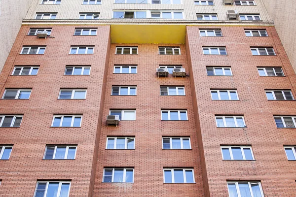 Pushkino, Russia, on April 11, 2015. Fragment of a facade of a new apartment house