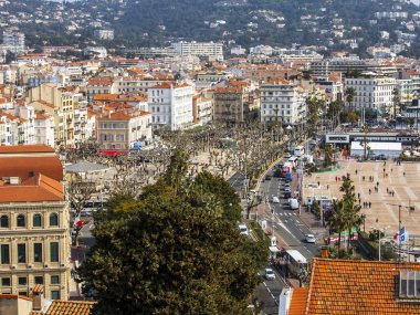12 Mart 2015 tarihinde, Cannes, Fransa. Şehre pitoresk Üstten Görünüm.