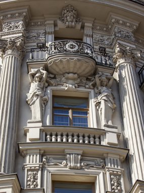 Moskova, Rusya, 12 Nisan 2015 tarihinde. XIX. yüzyılın tipik Moskova şehir gayrimenkulün mimari parça