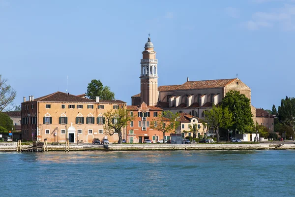 Venedig, Italien - den 29 April 2015. Vy över San Giorgio ön och katedralen. Venetianska lagunen — Stockfoto