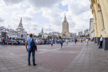 MOSCOW, RUSSIA, on JULY 15, 2015. Komsomolskaya Square, Fisheye view. Komsomolskaya Square is one of key transport knots of the city