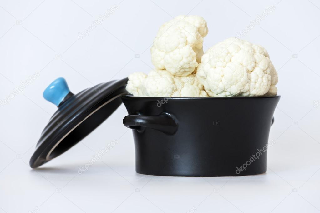 Cauliflower in a small black pan