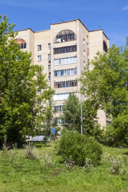 Pushkino, Rusya - 18 Haziran 2015 tarihinde. yeni bir multystoried evin mimari parça