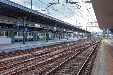 BOLOGNA, ITALY, on MAY 2, 2015. The high-speed modern train stopped at the platform of the Central station