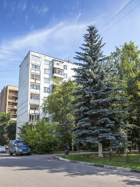 PUSHKINO, RUSSIE, le 8 août 2015. Paysage urbain, vue panoramique sur la rue Dzerzhinsky — Photo