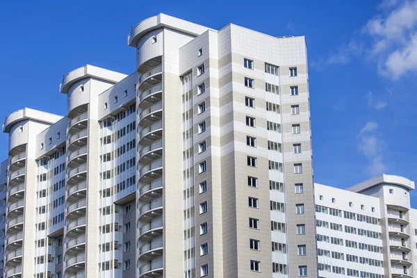 PUSHKINO, RUSSIA - on AUGUST 15, 2015. Fragment of a facade of a new apartment house