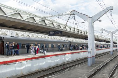 MOSCOW, RUSSIA, on AUGUST 19, 2015. Leningrad station. The modern high-speed train near a platform