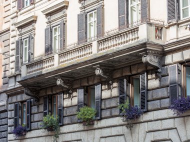 25 Ağustos 2015 tarihinde, Roma, İtalya. Tarihi şehir bina tipik mimari detaylar