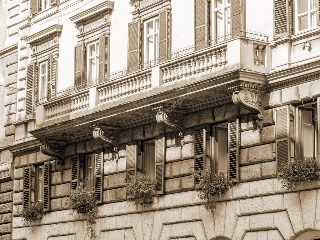 ROME, ITALY, on AUGUST 25, 2015. Typical architectural details of historical city building