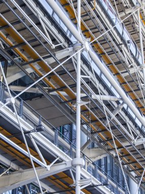 29 Eylül 2015 tarihinde, Paris, Fransa. Centre Georges Pompidou bina cephe detayları