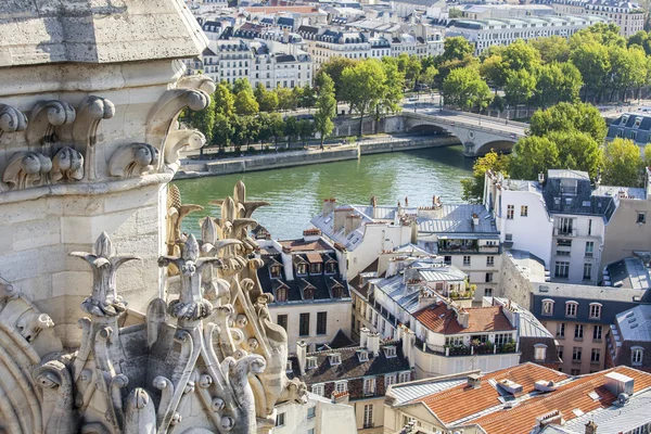 Parijs, Frankrijk, op 30 augustus 2015. Een uitzicht op de stad vanaf een enquête platform op Notre-Dame de Paris. Deze look is een van de mooiste uitzichten over Parijs van boven — Stockfoto